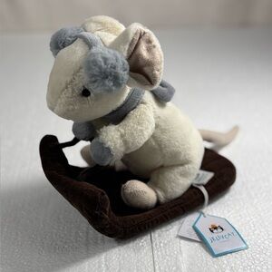 Jellycat Merry Mouse Sleighing Christmas Plush Stuffed Sled Sleigh Winter ToyNWT